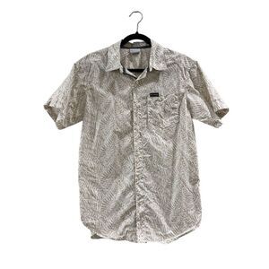 Columbia Men's S Beige Graphic Print Short Sleeve Button-Up Shirt